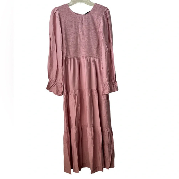 ZESICA Women’s Boho Flounce Sleeve Pull On Pink Medium Maxi Dress BNWT - Picture 1 of 8